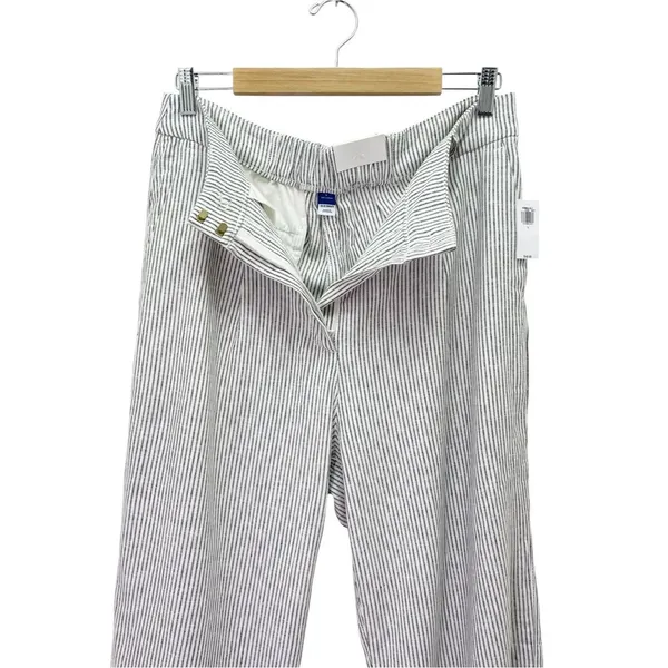 NWT Old Navy Linen Wide Leg Trouser Pants Gray Ivory Stripe High Rise Size Large - Image 6