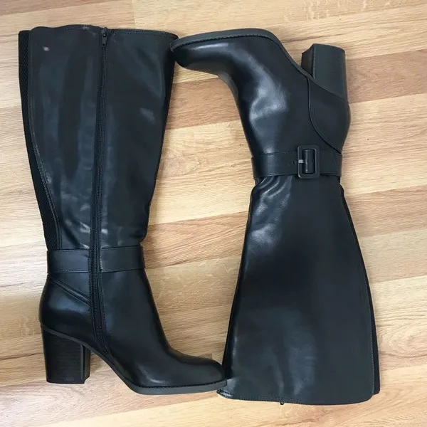SOUL Naturalizer Black‎ Wide Calf Chunky Heel Boot Knee High Size 6.5 New - Image 10