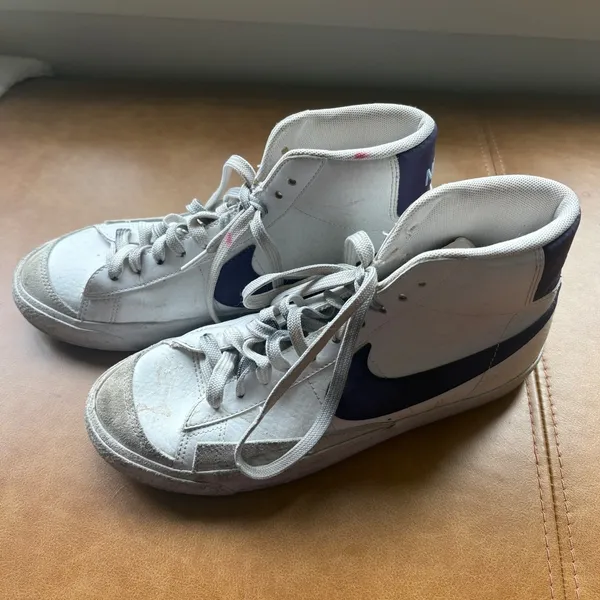 Nike Blazer Mid 77 White Purple Leather‎ High Top Sneakers Size 7Y/8.5 Womens - Image 9