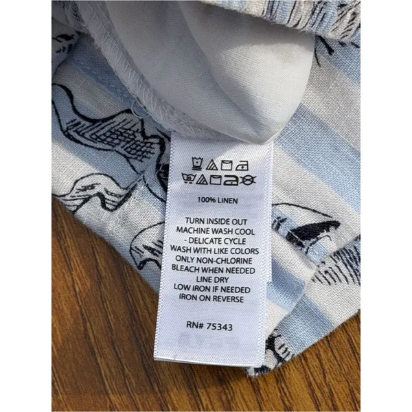 Martha Stewart Linen Beach Print Crop Pants Blue White Nautical Size Medium - Image 9