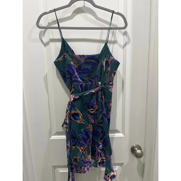 PatBO Nightflower Burnout Velvet Wrap Mini Dress Sz 0 - Image 8