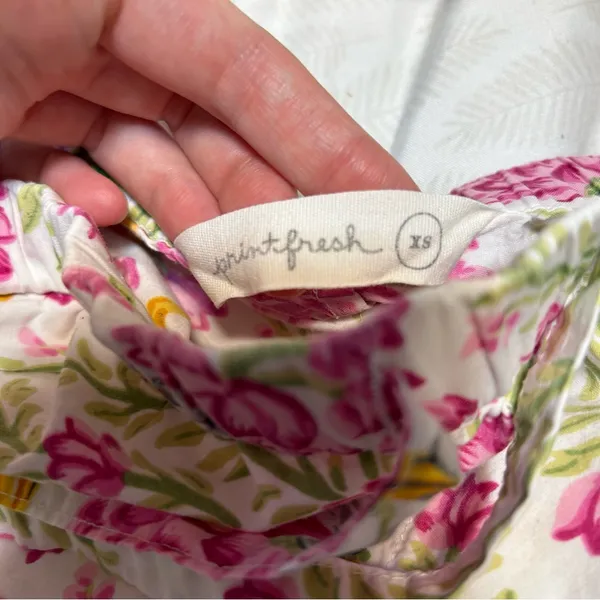 Printfresh Queen Lotus in Pink Cloud Pajama Shorts Size XS Bird Floral - Image 6