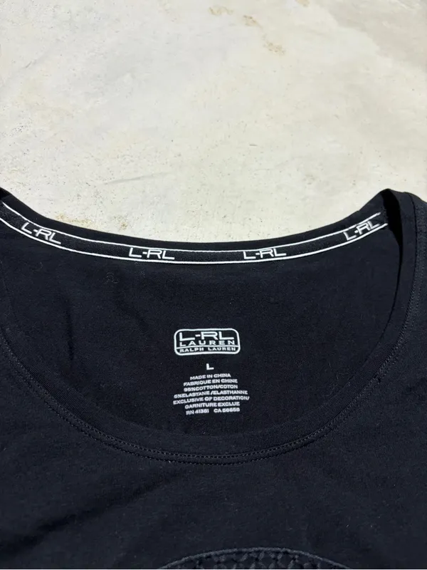 Lauren Ralph Lauren LRL Black Long Sleeve Logo Tee large - Image 5