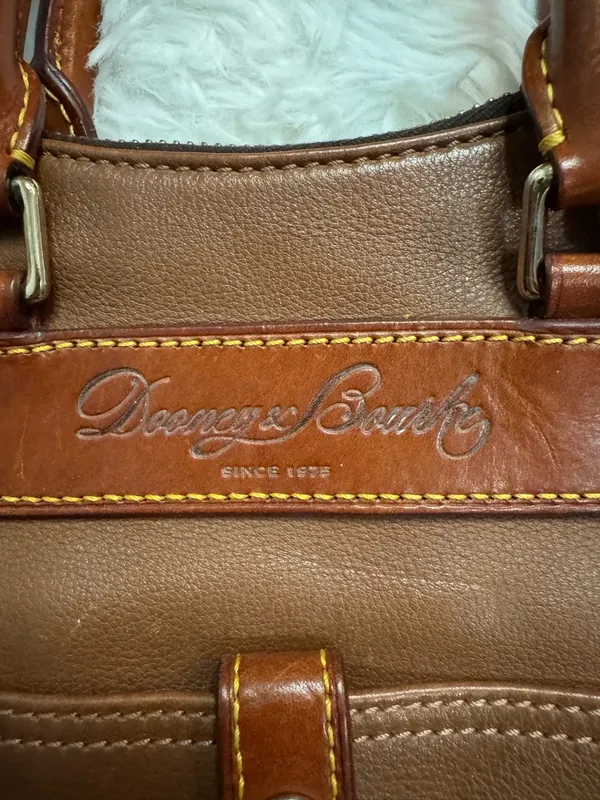 Dooney & Bourke Florentine Vacchetta Leather Crossbody Satchel in Caramel Brown - Image 3