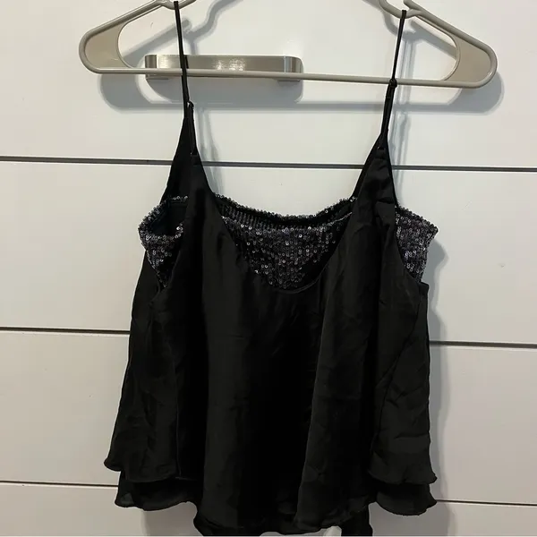 Free People Turn It On Black Satin Sequin Cami Top - Image 3
