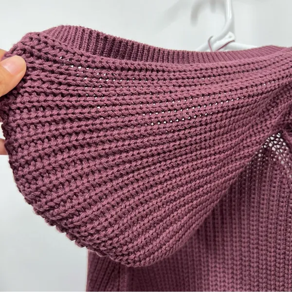 Aeropostale Burgundy knit hooded open cardigan xl sweater w/pockets - Image 9