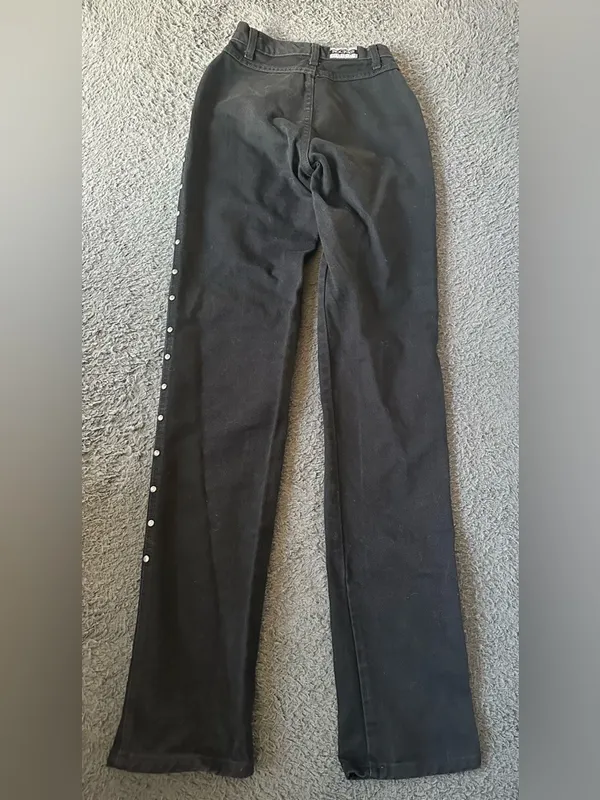 Vintage Rocky Mountain Jeans (Rockies) Black Studded High Rise 23x36 Long - Image 7