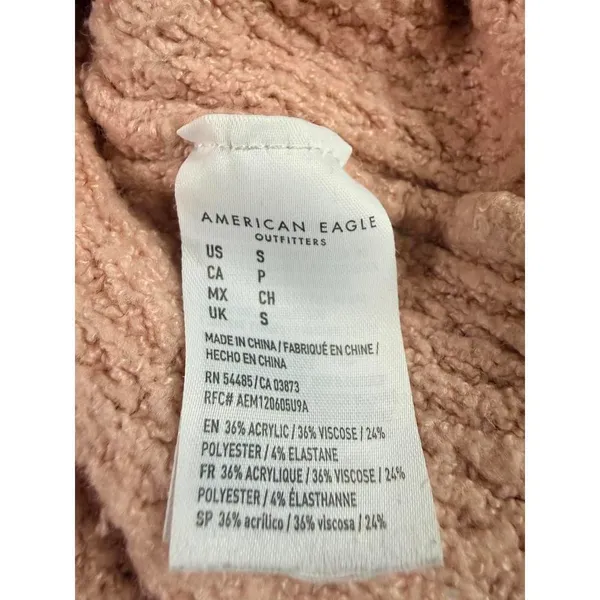 American Eagle Blush Pink Textured Knit Crewneck Sweater – Size Small - Image 4