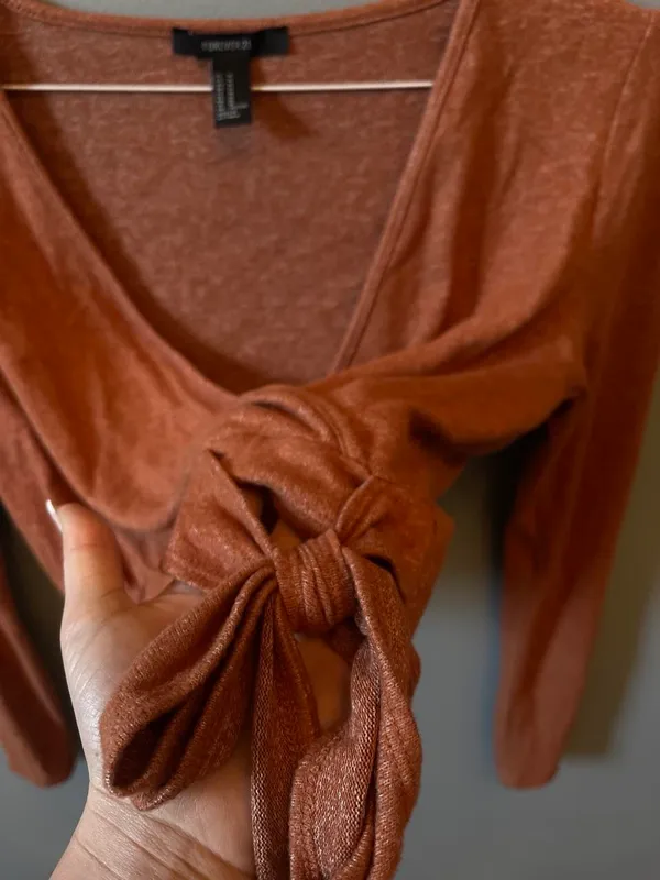 Forever 21 Heathered Burnt Orange Wrap Long Sleeve - Image 6
