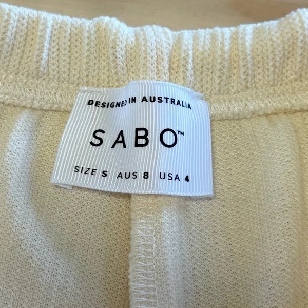Sabo Skirt Ribbed‎ Knit Lounge Shorts Butter Yellow Elastic Waist Drawstring Sm - Image 6