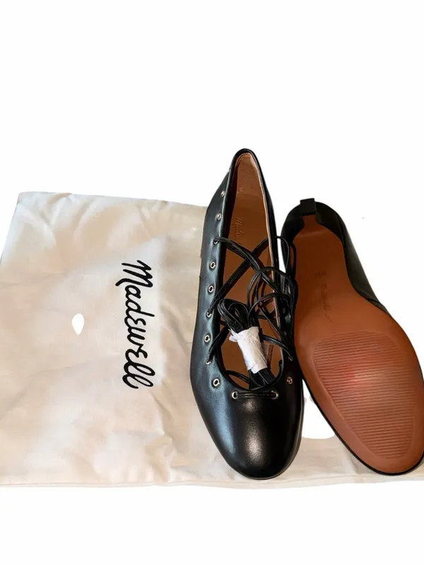 NEW Madewell The Remy Lace-Up Pump 8.5 M, TRUE BLACK Leather With Dust Bag - Image 8