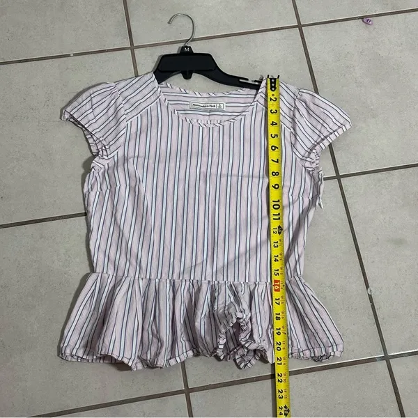 Abercrombie & Fitch Women Stripe Pink Peplum‎ Top Blouse size Small - Image 6