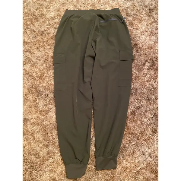 Olive Green Women's Cargo Joggers Cuffed Lightweight Athleisure - Image 2