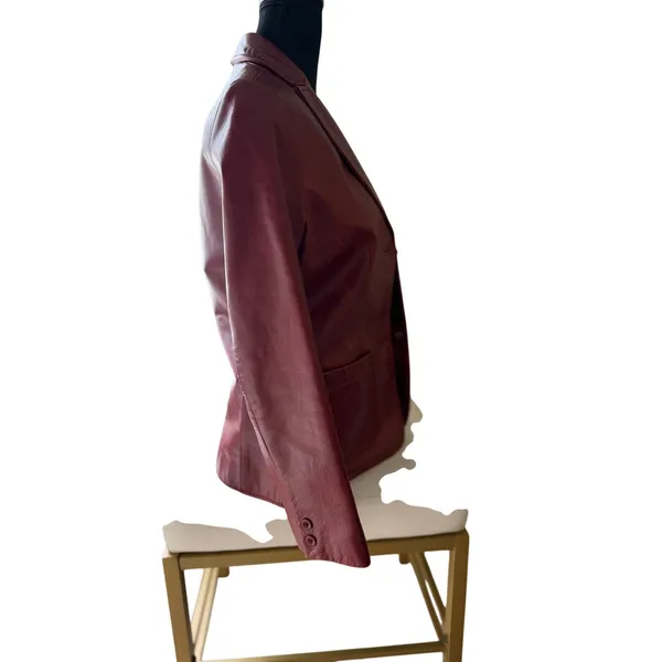Vintage Y2K GAP Red Leather Blazer XS 100% Genuine Leather 2000 - Image 6