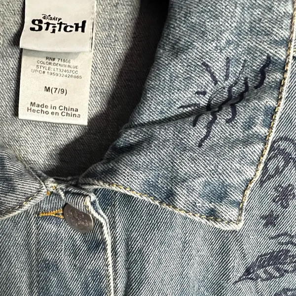 Disney Stitch Denim Jean Trucker Jacket Embroidered and Drawings Urban - Image 4