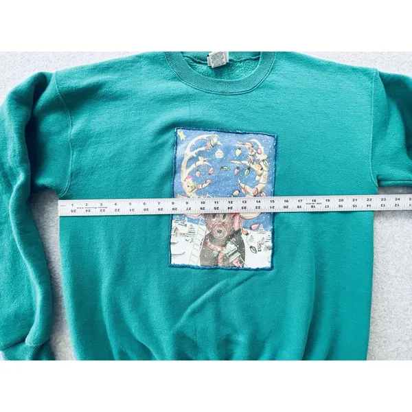 Vintage 90s Lee Sturdy Sweats "Heavyweight" Reindeer Christmas Sweatshirt Large - Image 10