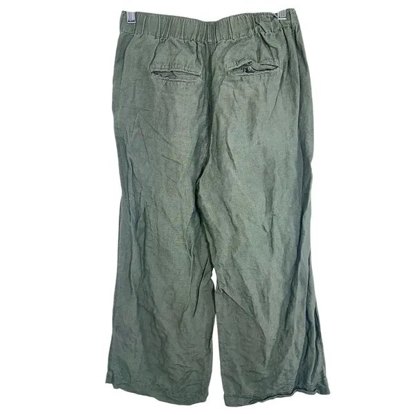Abercrombie & Fitch Olive Green Linen Blend Pull On Wide Leg Pants Women Size XS - Image 3