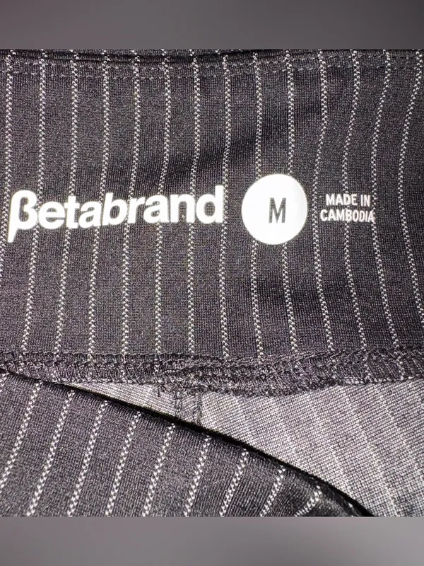 Betabrand Dress Pant Yoga Pants M Black Pinstripe High Rise Wide Leg Pull On - Image 7