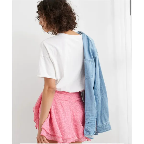 Aerie Pink Tiered Ruffle Mini Skirt Women's Size Large - Image 3