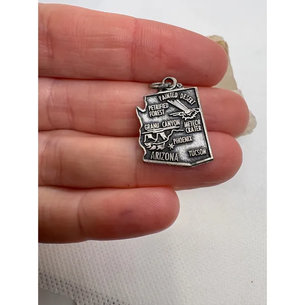 Vintage Sterling Silver Arizona State Map Souvenir Charm Grand Canyon Phoenix - Image 4