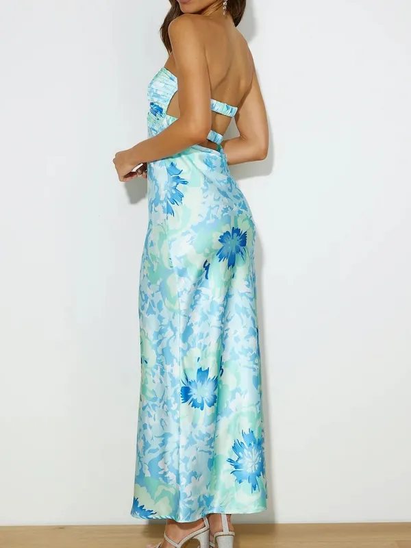 HELLO MOLLY Own The Style Satin Maxi Dress in Blue - Image 3