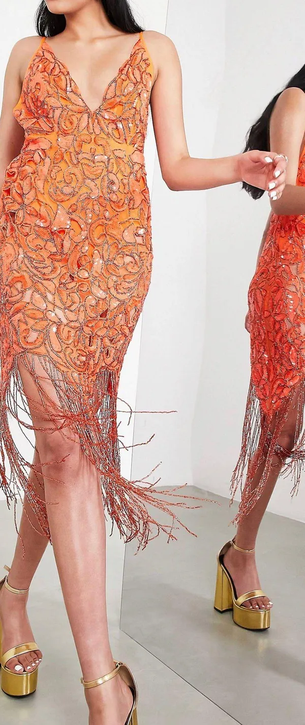 ASOS Orange Midi Dress - Image 2