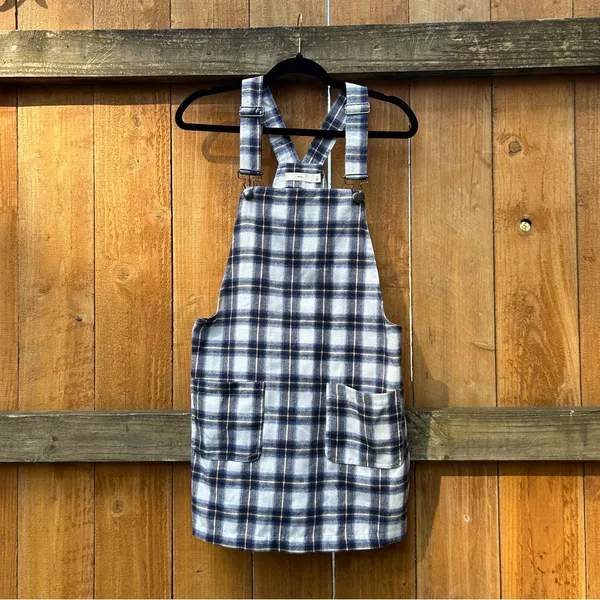 Cindy Plaid Shift Dress size small fall autumn blue‎ overalls size small - Image 3