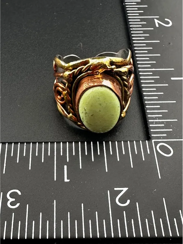 Multi Metal Ring with Natural Green Stone - Image 6