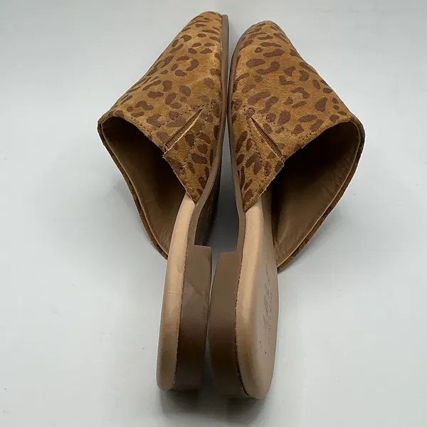 ABLE Leopard Print Suede Pointed Toe‎ Mules Flat Slides Brown Tan Mens 7M Size 7 - Image 7