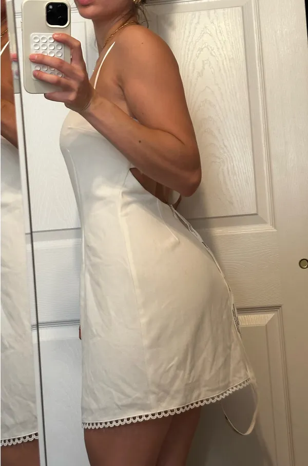 Lucy in the Sky White Open Tie Back Dress - Image 7