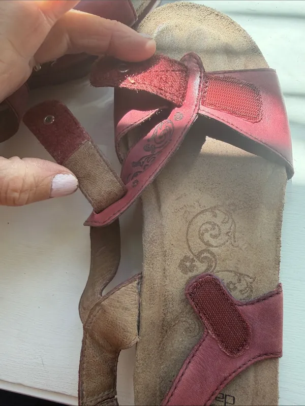 Dansko Red Leather Adjustable Strap Sandals - Image 3