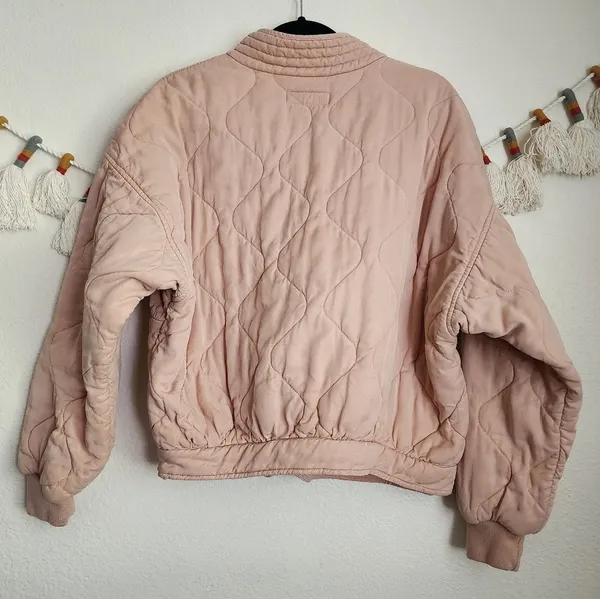 BLANK NYC Tencel Pink Drop Shoulder Quilted Oversize Jacket Boho Chic Fall M - Image 4