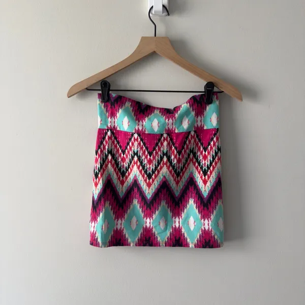 Charlotte Russe Chevron Diamond Pattern Mini Skirt 2010s Bodycon Stretch Retro M - Image 4