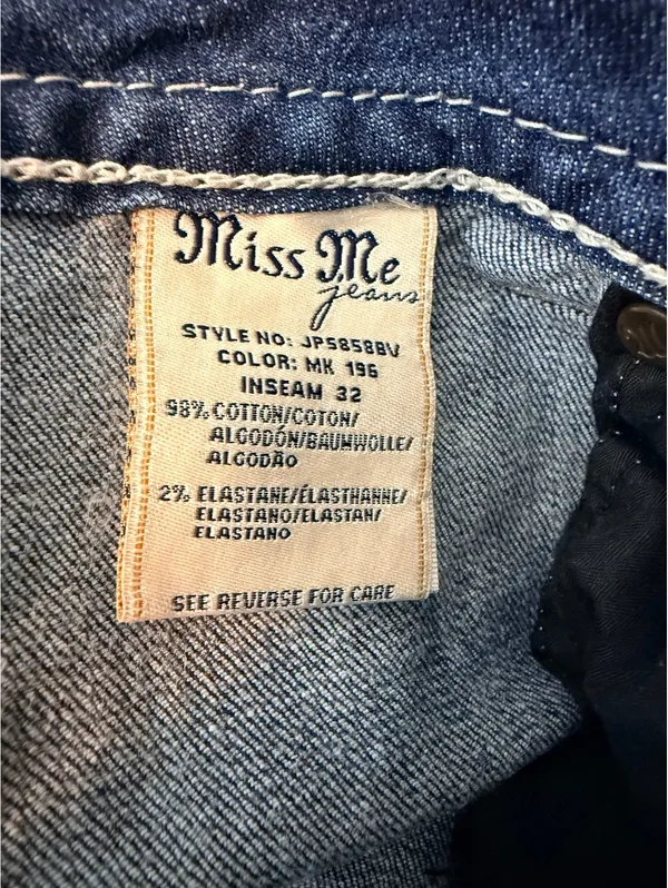 Miss Me Jeans Women’s 32 Bootcut Dark Wash Embellished Floral Rhinestone - Image 11