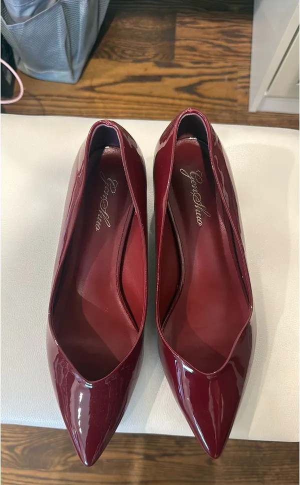& Other Stories Burgundy Patent Leather Kitten Heels - Image 4