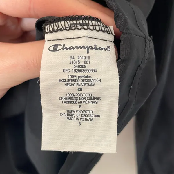 Champion Men’s Small Black Anorak Windbreaker Half Zip Hooded Pullover - Image 3