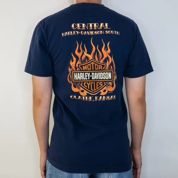 2007 Harley Davidson Navy Blue Shirt - Image 3