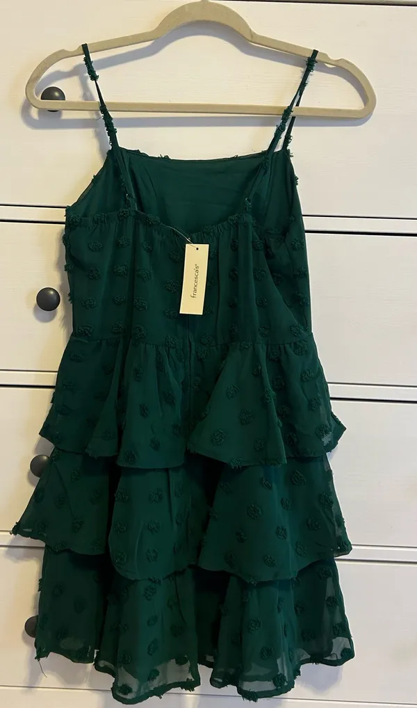 Francesca's Green Polka Dot Ruffle Dress - Image 3