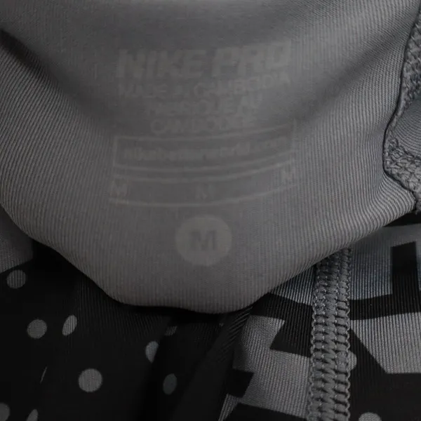 Nike Pro Dri-FIT Grey Black Geometric Patchwork Cropped Leggings Womens Medium - Image 4