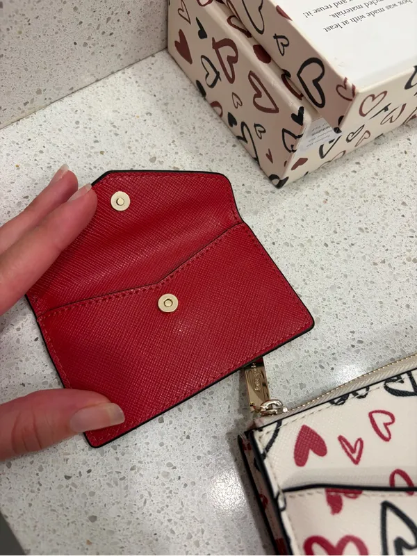 Kate Spade Staci Scribble Hearts Small Wallet Card Case Set W/Box KA629 New - Image 2