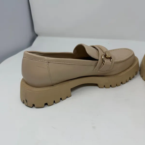 Zara Lug Sole Horsebit Platform Loafers Beige Chunky Slip On Women Size 38 7.5 - Image 7