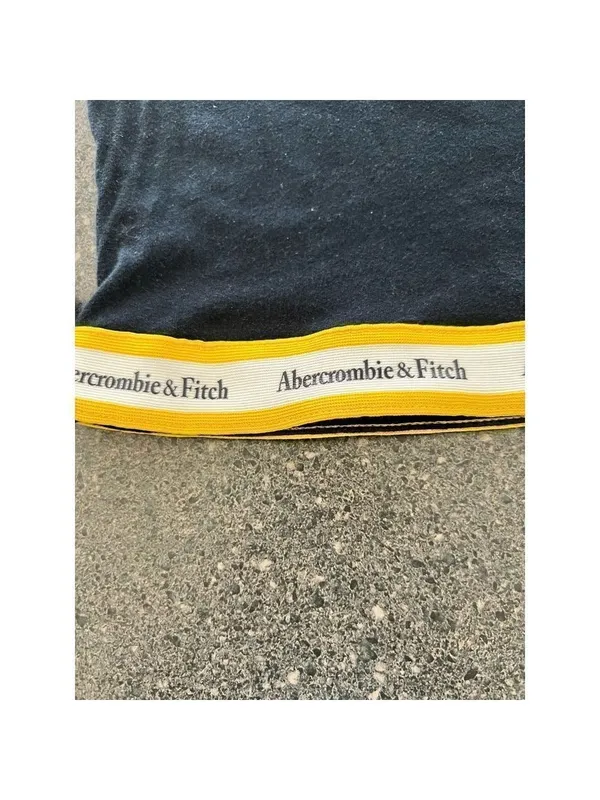 Abercrombie & Fitch Long Sleeve Crop Top Logo Elastic Waist Black XS - Image 4