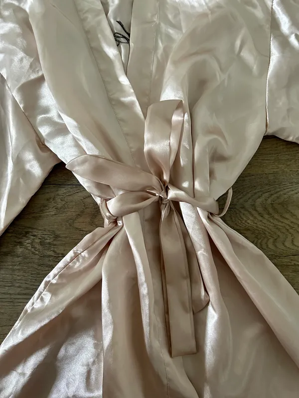 David's Bridal “Bridemaid” Champagne silky rob size L - Image 7