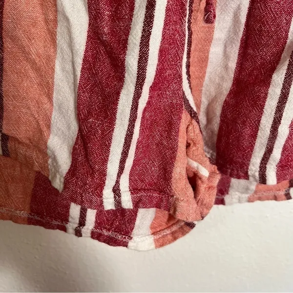 Universal Threads Women's Size Small Shorts White Red Peach Stripes Pockets Linen - Image 7