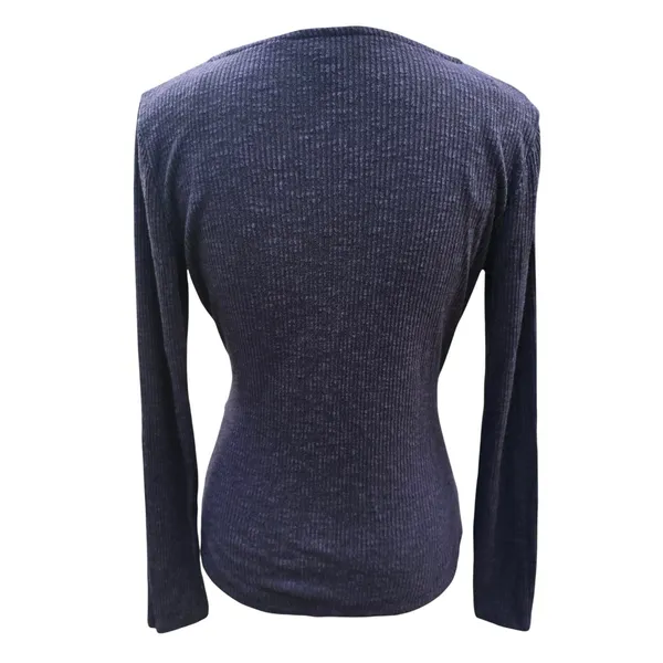 Rock‎ & Republic 53R Womens Purple Ribbed Faux Wrap Long Sleeve V-Neck Top Small - Image 5