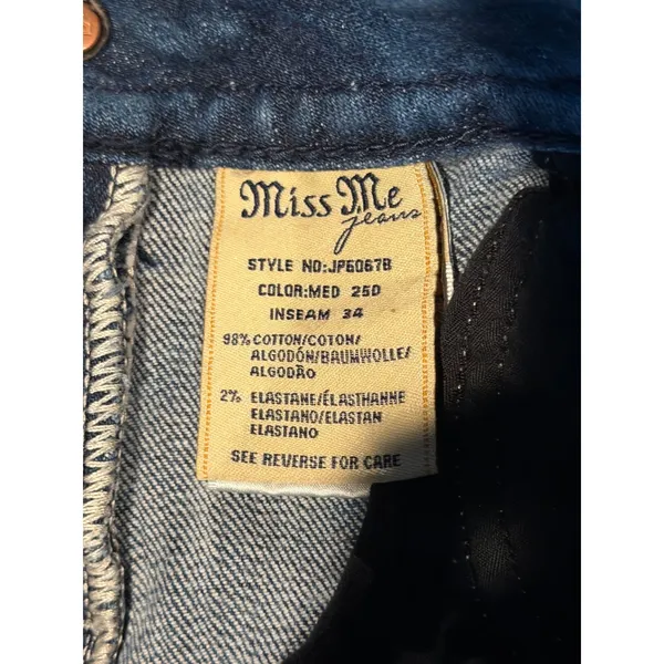 Miss Me Embellished Bling Bootcut Jeans Low Rise 28x34 (28x30) Western Y2K BKE - Image 5