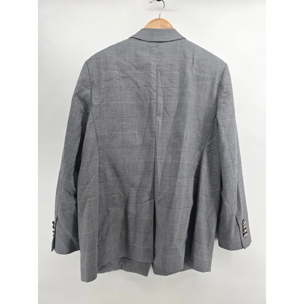BOSS Blazer Womens 14 Glen Plaid Double Breasted Gray Gold Button EUC - Image 3