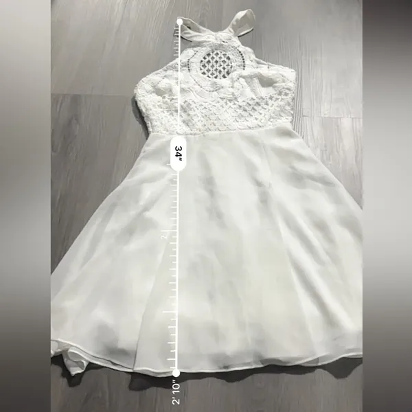 Lulus Dress Made in the Crocheted White Skater Halter‎ Neck Mini Dress Sz XS NEW - Image 14