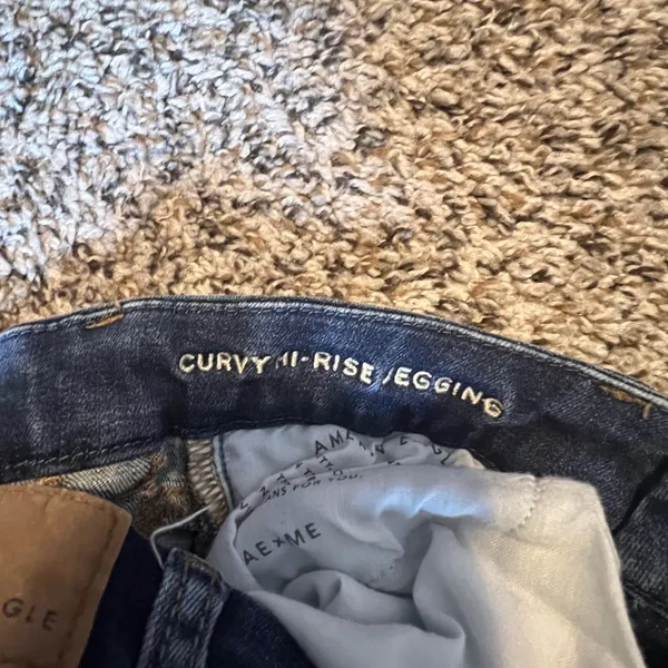 American Eagle Curvy High Rise Jegging Jeans 4‎ Dark Wash Distressed Next Level - Image 3