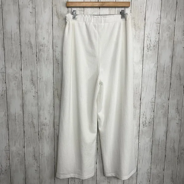 Crosby Wide White Leg Lightweight Lined Flowy Stretch Vacation Lounge Pants - Image 2
